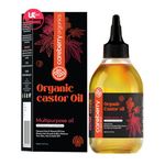 Careberry Organic Castor Oil - Hexane Free, UKCert Certified Organic, Cold Pressed, 100% Natural Arandi Oil, Promotes Hair Growth, Enhances Eyelashes, Skin Moisture & Nail Strength, 200ml