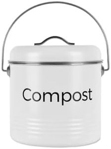 Kitchen Trash Bin with Activated Carbon Filters, 3.5L Compost Bins Indoor Countertop Food Waste Container Metal Odorless Kitchen Waste Bins Bucket Keeper with Handle (3.5L Kitchen Compost Bin)