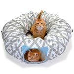 Kitty City Large Cat Tunnel Bed, Cat Bed, Pop Up Bed, Cat Toys, White