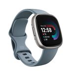 Fitbit Versa 4 Fitness Smartwatch with Daily Readiness, Gps, 24/7 Heart Rate, 40+ Exercise Modes, Sleep Tracking and More, Waterfall Blue/platinum, One Size (S and L Bands Included)