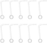 LEEQ 15 Pieces Clear Nose Ring Flexible Acrylic Nose Stud Retainer for Body Piercing