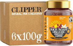 Clipper Rich Roast Organic Instant Coffee | 6 x 100g Jars | Bulk Buy for Home & Catering | Sustainable Fairtrade Coffee by Clipper Teas | Ethically Sourced