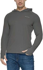 BALEAF Men's Sun Protection Hoodie Shirt UPF 50+ Long Sleeve UV SPF T-Shirts Rash Guard Fishing Swimming Lightweight Deep Gray XL