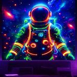 Apdidl Blacklight Posters Tapestry Space Astronaut Tapestries for Bedroom, Black Light Posters Cool Space Galaxy Wall Hanging, UV Reactive Art Aesthetic Decor Tapestry for Living Room Dorm (51"X60")