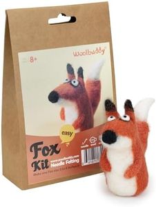 𝗪𝗼𝗼𝗹𝗯𝘂𝗱𝗱𝘆 𝗡𝗲𝗲𝗱𝗹𝗲 𝗙𝗲𝗹𝘁𝗶𝗻𝗴 𝗞𝗶𝘁 Fox Animal Project for Beginners and Adults – Includes Wool, 2 Felting Needles, and Instructions