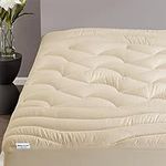 SLEEP ZONE Cooling Mattress Topper California King, Premium Zoned Cool Mattress Pad Cover, Thick Padded Mattress Protector Breathable Washable, Deep Pocket 8-21" (Beige, Cal King)