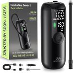 Woowind Bike Pump, Tyre Inflator Air Compressor, 1 Minute Inflation, 150PSI/10.3BAR Car Tyre Inflator, Air Pump for Bikes, Motorcycles, Balls - with Digital Pressure Gauge, LED Light & Auto Shut-Off