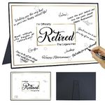 DARUNAXY Happy Retirement Party Decorations, Black Gold Officially Retirement Alternative Signature Card Board Farewell Party Supplies The Legend Has Retired Guest Book Gifts for Men Women Coworker