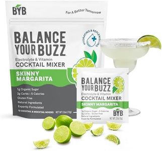 BYB Mixers Skinny Margarita Cocktail Mix Packets (12 Pack) Infused with Electrolytes and Vitamins, 5 Calories, 1g Organic Sugar, 2g Carbs, Cocktail and Mocktail Mixer, Organic Natural Ingredients