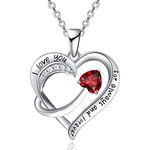 Love Heart Pendant Necklace for Women 18k White Gold Plated 5A Cubic Zirconia Engraved I Love You Jewelry Gift for Girls Wife (Red)