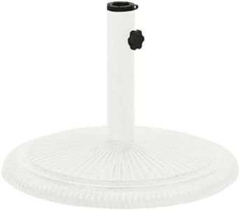 vidaXL 9kg Heavy-Duty Cast Iron Umbrella Base - Versatile Fit for 35, 38, 48 mm Diameters - White, Decorative Floral Design