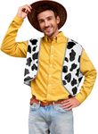 Mainfini Men Halloween Cow Print Vest Woody Costume Adult Sleeveless Vest Costume Cosplay Cow Vest XXL