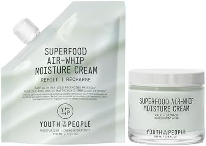 Youth To The People Superfood Air-Whip Moisture Cream Refill Bundle Set - Kale + Green Tea Hyaluronic Acid Face Moisturizer (2oz) + (5oz Refill Pouch), Up to 48HR Hydrattion, Dewy Glow, All Skin Types