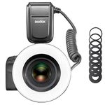 Godox MF-R76 Macro Ring Flash with 8 Adapter Rings, Adjustment 1/128 to 1/1, Rechargeable Lithium Battery, 10 Levels of Power Ratio