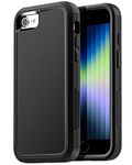 AICase Rugged Case for iPhone SE 3rd Gen (2022), 2nd (2020), iPhone 8/7,Heavy Duty 3-Layer Pocket-Friendly Durable Military Grade Protection Shockproof/Drop Proof Protective Cover_7 Black