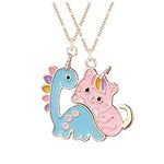 2PCS Adorable BFF Necklaces Dinosaur Cat Friendship Magnetic Necklaces, Best Friends Forever Golden Chain Necklace for 2 Girls, Valentine Jewelry Gifts for Boys Girls Friends Brother Sisters