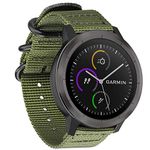 FINTIE Strap Compatible with Garmin Vivoactive 3 Music/Vivoactive 3/Venu/Vivomove HR/Luxe/Style/Forerunner 245/645 Music Smartwatch - Soft Nylon Replacement Band with Adjustable Closure, Avocado