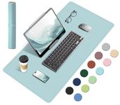 Dual-Sided Desk Pad, Natural Cork & PU Leather Mouse Pad for Desk, Desk Pad Protector, Non-Slip Desk Mat for Office and Home Work, (Light Blue, 23.6" x 13.7")