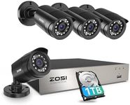 ZOSI 3K Lite Security Camera System with AI Human Vehicle Detection,H.265+ 8CH HD TVI Video DVR Recorder with 4X HD 1920TVL 1080P Indoor Outdoor Weatherproof CCTV Cameras,Remote Access,1TB Hard Drive