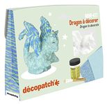 Décopatch - Ref KIT035C - Dragon Mini Kit - Suitable for Children - Includes White Papier Mache Animal, 2 x Décopatch Sheets, Brush & Pot of PaperPatch Glue