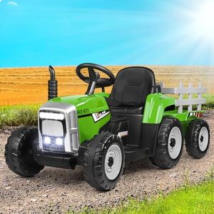 ALFORDSON Ride On Car Tractor Kids Dual Motor, 12V Eletric Car with Brilliant LED Headlights Music Player, Ride-on Design SUV Vehicle Toy for Toddler (Green)