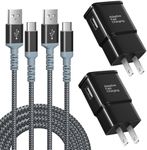 Adaptive Fast Charger and USB-C Cable 10Ft(3M), Excgood Fast Charge 3.0 Adapter Type C Cable Fast Charging Compatible with Galaxy A13/A14/A03s,S23/S22/S21/S20/S8/9+/10e,Note 8/9 (2Pack Black)