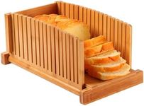 Kiss Core Premium Bamboo Bread Slicer for Homemade Bread, Crumb Catcher, Foldable and Compact Loaf Cutter 3 Size Slicing Guide