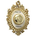 WHW Whole House Worlds Grand Hotel Decorative Door Bell, Champagne Theme, Ornamental Plaque, Non-Working Ringer, 9 Tall x 5.5 Inches Wide, Metallic Gold and White Painted Polyresin