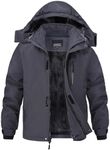 Buyboxs Kids Winter Jackets Warm Fleece Waterproof Boys Snow Jacket with Zipper Pockets Outdoor Ski Coat with Detachable Hood Grey XS (4-5)