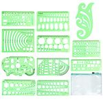 11 Pcs Circle Templates for Drawing, Drawing Templates, Technical Drawing Templates, Geometry Stencil Set with Storage Bag for Office and School, Building Formwork, Drawings Drafting
