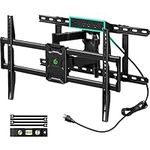 Greenstell TV Wall Mount with Power Outlet, Full Motion Wall Mount TV Bracket for 47"-84" TVs, Swivel,Tilt and Extension TV Mount with Dual Articulating Arms, Max VESA 600x400mm, Holds up to 132lbs