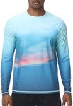 VAYAGER Men's Swim Shirts UPF 50+ Rash Guard Long Sleeve Quick Dry T-Shirt Loose Fit Water Fishing UV Protection Shirts, Blue, X-Large