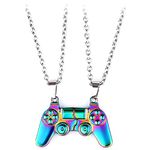 GAUEIOUR Game Controller Necklaces,Magnetic Couple Necklaces, 2-Pack Split Magnetic Colorful Copper Necklaces, Friendship, Love, Family Necklaces, Great Gifts (Colored)