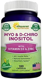 Myo-Inositol & D-Chiro Inositol Supplement - 180 Capsules - Plus Vitamin D3 and Zinc - Myo & D-Chiro Inositol 40 to 1 Ratio - VIT B8 Complex Pills