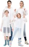 TUNCHMO Rain Ponchos Family 4 Pack Adults Kids Reusable EVA Raincoats Button to Adjust Cuff Size