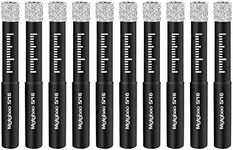 Larouoba 10pc 5/16 Black Dry Diamond Drill Bits Set 8mm Core Drill Bit for Granite Ceramic Marble Tile Stone Glass Hard Materials (not for Wood), Round Shank with Storage Case