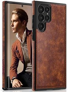 LOHASIC for Galaxy S22 Ultra Case, Premium Leather Luxury Business PU Non-Slip Grip Shockproof Bumper Full Body Protective Cover Phone Cases for Samsung Galaxy S22 Ultra 5G 6.8 inch - Brown