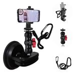 NUNET Suction Cup Mount for Heavy Duty DSLR/NuCam WR/Gopro, Strong 5" Diameter Suction Base ABS, Perfect for Car/Boat/Frame/Window, Aluminum with 360° Camera Rotation Ball Head (one Ball Head)