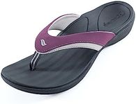 PowerStep ArchWear Orthotic Sandals Women - Orthopedic Flip Flops for Arch Support & Plantar Fasciitis Pain Relief - Built-In Heel Cradle for Added Support (Women's 10, Plum/Charcoal)