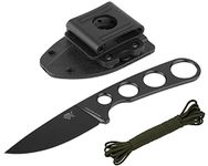 Mastiff Gears® Sanrenmu (SRM) 7130 Full Tang Fixed-Blade Knife w/Molded Polymer Sheath & Belt Adapter, 6.78", 8Cr14Mov Stainless Steel EDC for Outdoor,Hunting,Survival (Black Coated)