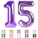 Number 15 Balloons, 15th Birthday Decorations for Girls Boys, 51st Purple Party Decorations 40 In Jumbo Foil Mylar Balloons, Wish Birthday Decorations