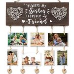 Sister Birthday Gifts Wooden Hanging Photo Display Holder With 20 clips Wood Photo Hanging，Picture Frame Collage Artworks Prints Cards For Sister Bff Bestie Best Friend