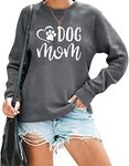 VILOVE Dog Mom Sweatshirt Women Dog Paw Print Cute Sweatshirt Funny Graphic Sweatshirts Dog Mama Long Sleeve Tees Tops, Gray, X-Large