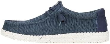 HEYDUDE Men's Wally Stretch Sox Wide, Navy Size 8 | Men’s Shoes, Slip-on Loafers, Comfortable & Light-Weight