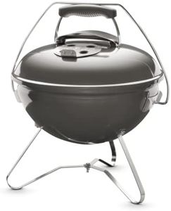 Weber Smokey Joe Premium Charcoal Grill Barbeque, 37cm | Portable BBQ Grill with Tuck-N-Carry Lid Cover & Plated Steel Legs | Folding Outdoor Cooker | Porcelain-Enamelled Bowl - Smoke Grey (1126704)