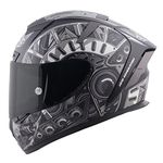 Steelbird Sa-2 Terminator 2.0 Aerodynamic Thermoplastic Shell Full Face Helmet With Clear Visor And Extra Smoke Visor (Large 600 Mm, Matt Black Grey), Cycling