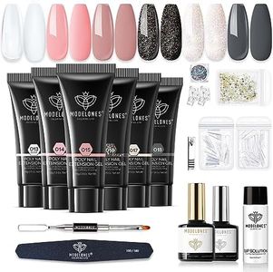 Modelones Ongle Gel Kit Complet Polygel Manicure Kit avec Pailleté Transparent Rose 6 Couleurs 15ml Poly Extension Gel Kit avec Base et Top Coat Faux Ongles, Kit Vernis Semi Permanent Nail Art Outil