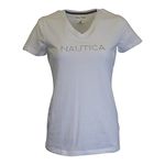 Nautica Women's Embellished V-Neck T-Shirt (L, White)