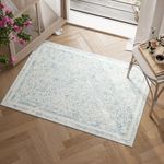 jinchan Door Mat 2x3 Washable Area Rug Boho Front Door Mat Indoor Floral Print Rug Soft Carpet Non Slip Thin Rug Lightweight Kitchen Living Room Bedroom Dining Room Office Decor Blue On Cream