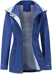 Gyozelem Women Waterproof Lightweight Rain Jacket Active Outdoor Hooded Raincoat with Pocket for Hiking Travel Outdoor L Blue